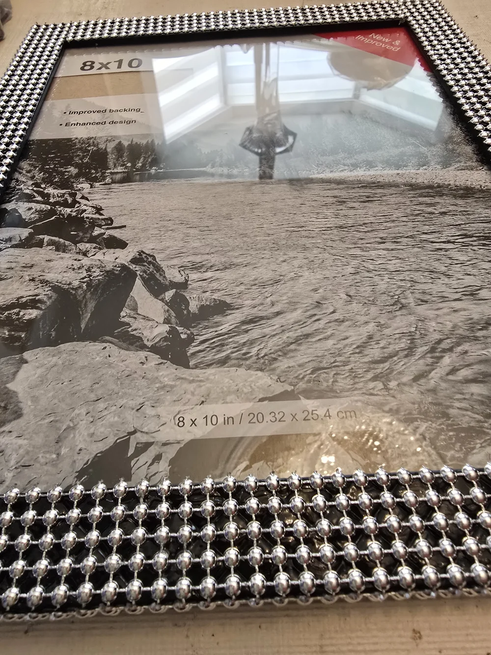 8x10 Decorative Black & White Check Photo Frame New 8x10 Photo Handmade Silver